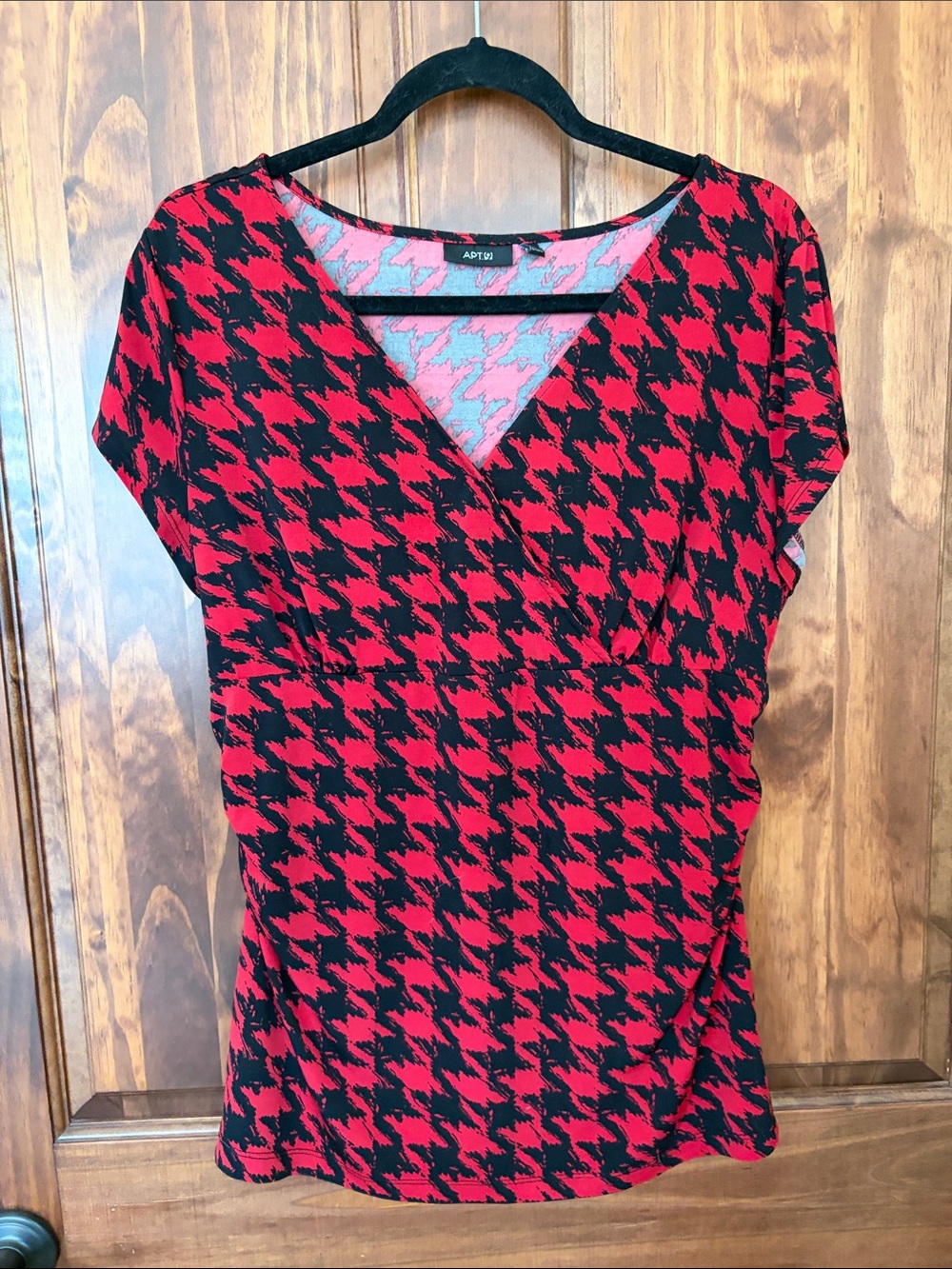 Apt. 9 XL Red and Black Houndstooth Faux Wrap.